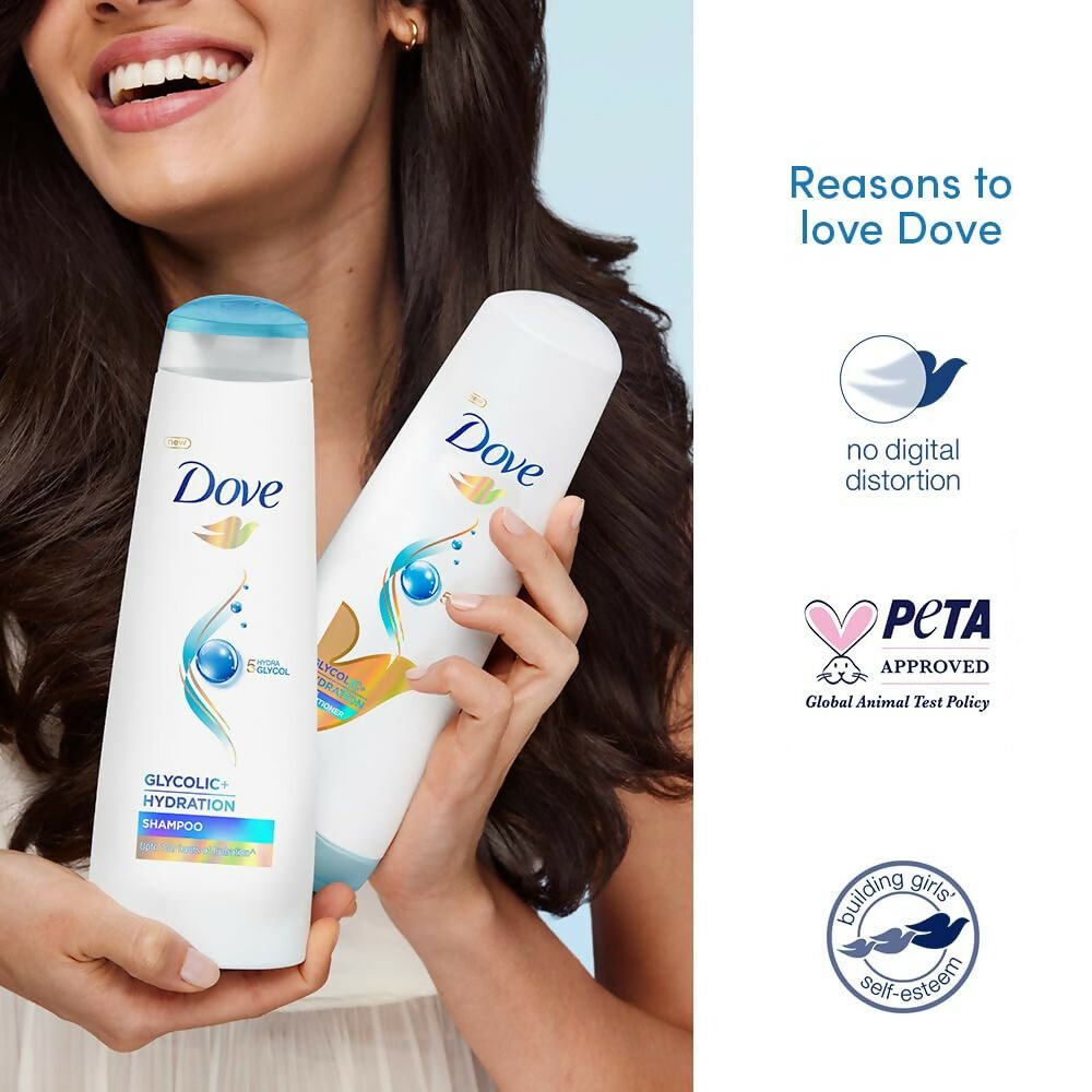 Dove Glycolic + Hydration Shampoo With 5% Hydra - Glycol For Upto 100 Hours Of Hydrated, Fluid Hair - Vamzn#