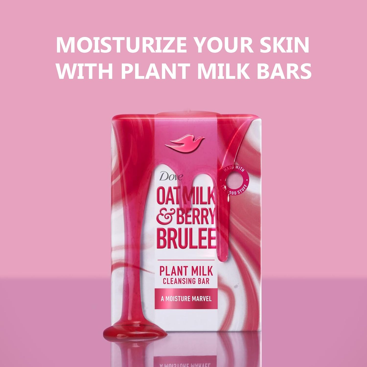 Dove Plant Milk Cleansing Bar Soap Oat Milk & Berry Brulee 4 Count for Moisturized Skin Gentle Cleanser, No Sulfate Cleansers or Parabens, 98% Biodegradable Formula 5 oz - Vamzn#