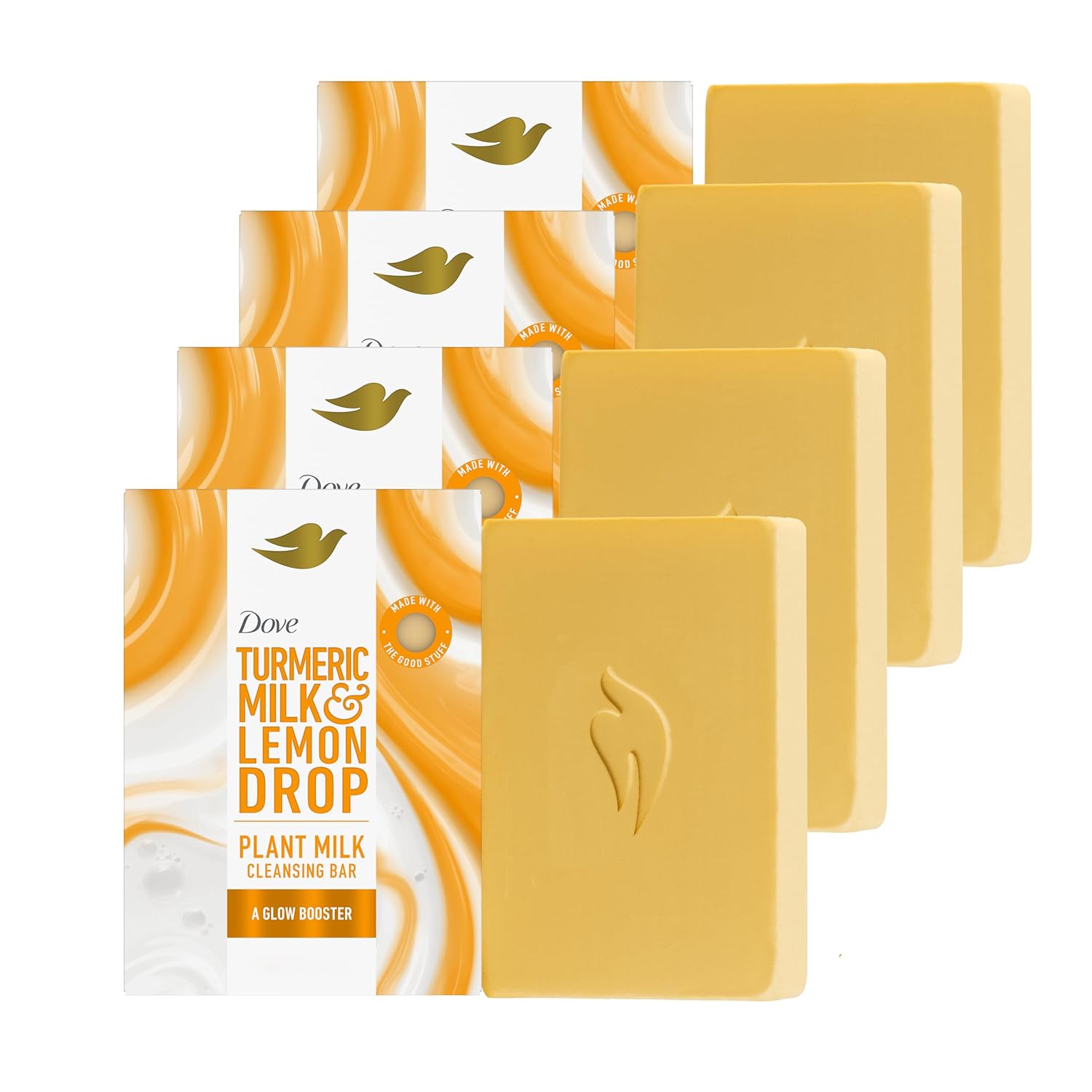 Dove Plant Milk Cleansing Bar Soap Variety Pack 4 for Moisturized Skin, with Gentle Cleansers, No Sulfate Cleansers or Parabens, 98% Biodegradable Formula, 5 oz - Vamzn#