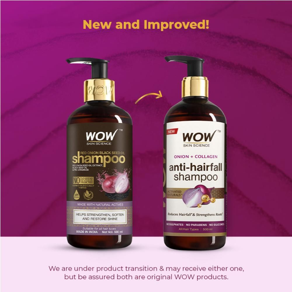 Wow Skin Science Onion & Collagen Anti Hairfall Shampoo For Strenghtens Roots & Prevents Hair Breakage