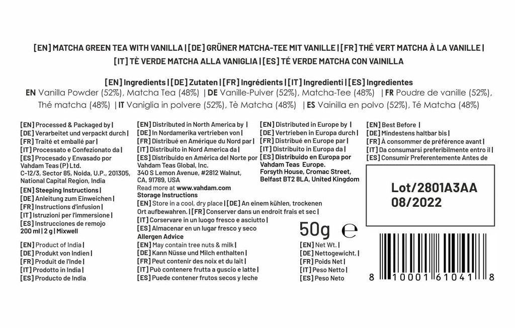 Vahdam Vanilla Matcha Green Tea Powder