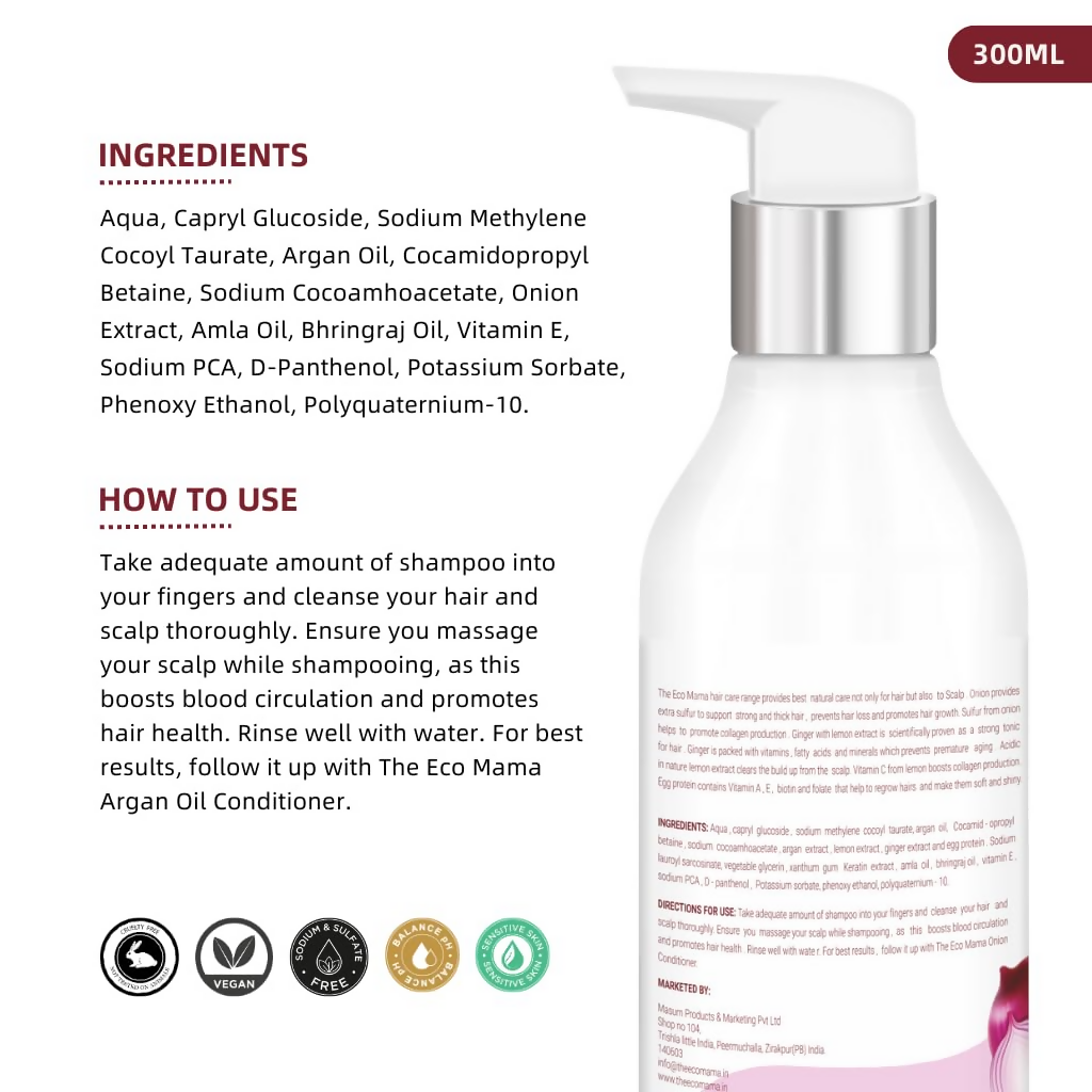 The Eco Mama Onion Shampoo With Amla, Bhringraj, Vitamin E & C