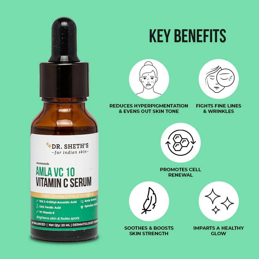 Dr. Sheth's Amla VC 10 Vitamin C Face Serum For Skin Brightening & Fading Dark Spots, For All Skin Types - Vamzn#
