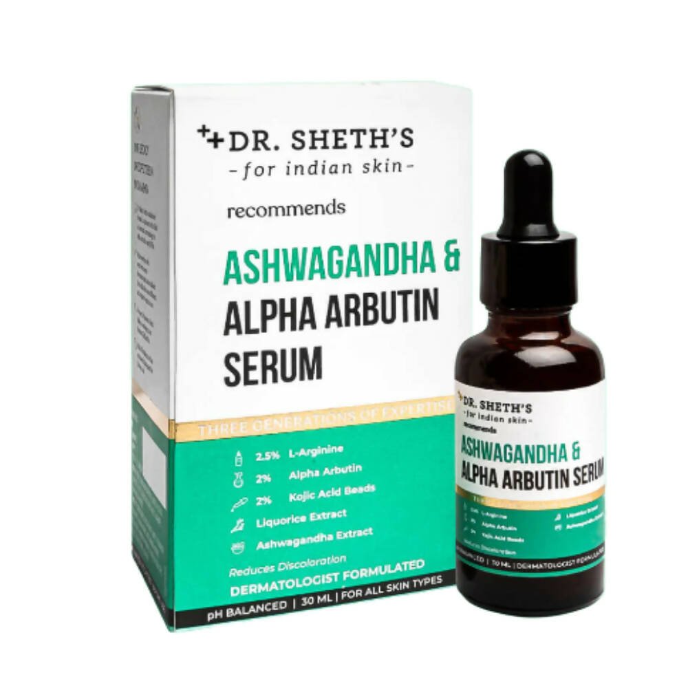 Dr. Sheth's Ashwagandha & Alpha Arbutin Face Serum for Anti - Pigmentation and Dark Spot Removal, Brightens skin - Vamzn#