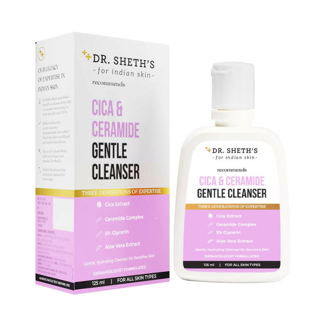 Dr. Sheth's Cica & Ceramide Gentle Cleanser Hydrating Face Wash For Normal, Dry & Sensitive Skin - Vamzn#