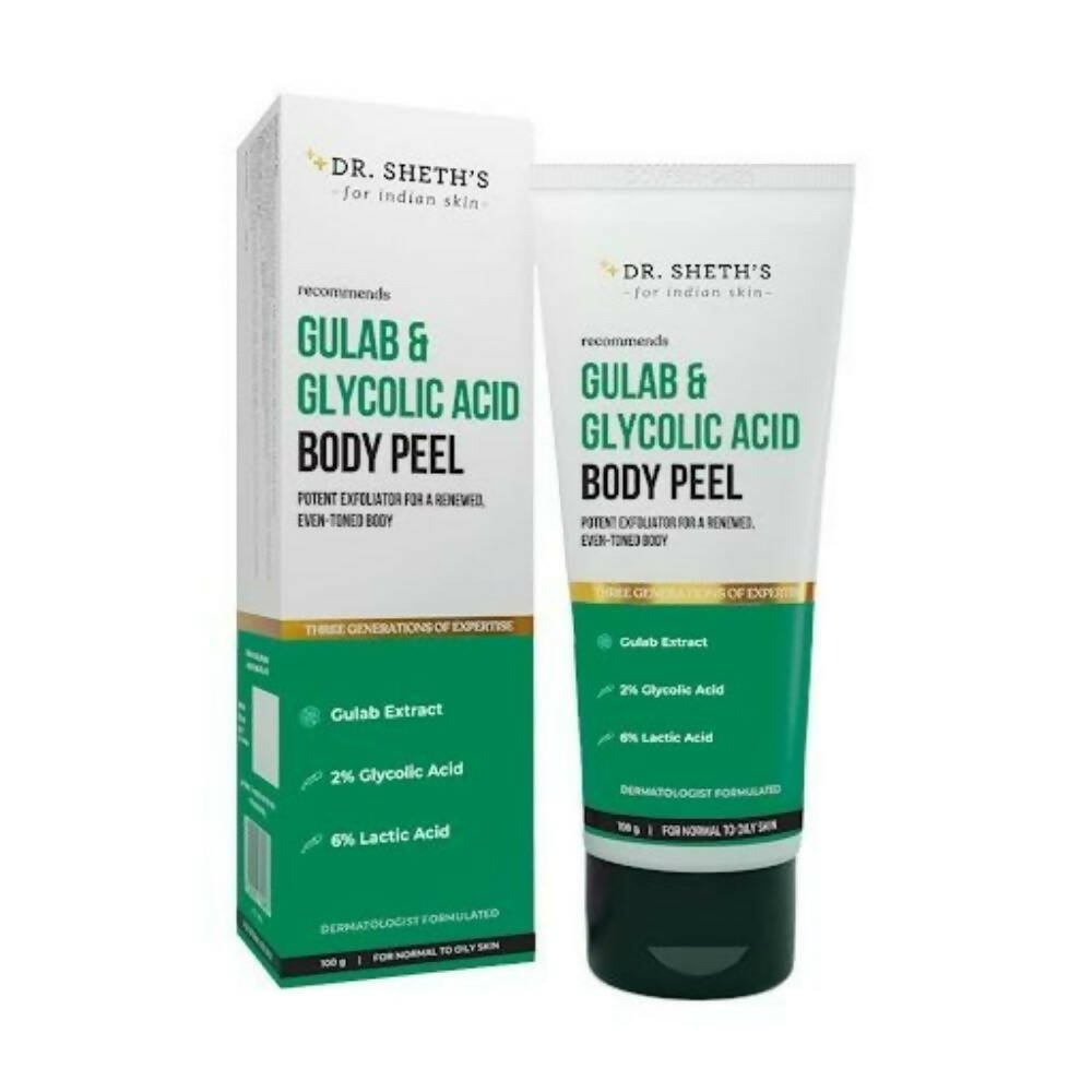 Dr. Sheth's Gulab & 2% Glycolic Acid Body Peel For Glowing Skin & Tan Removal, For Normal to Oily Skin - Vamzn#