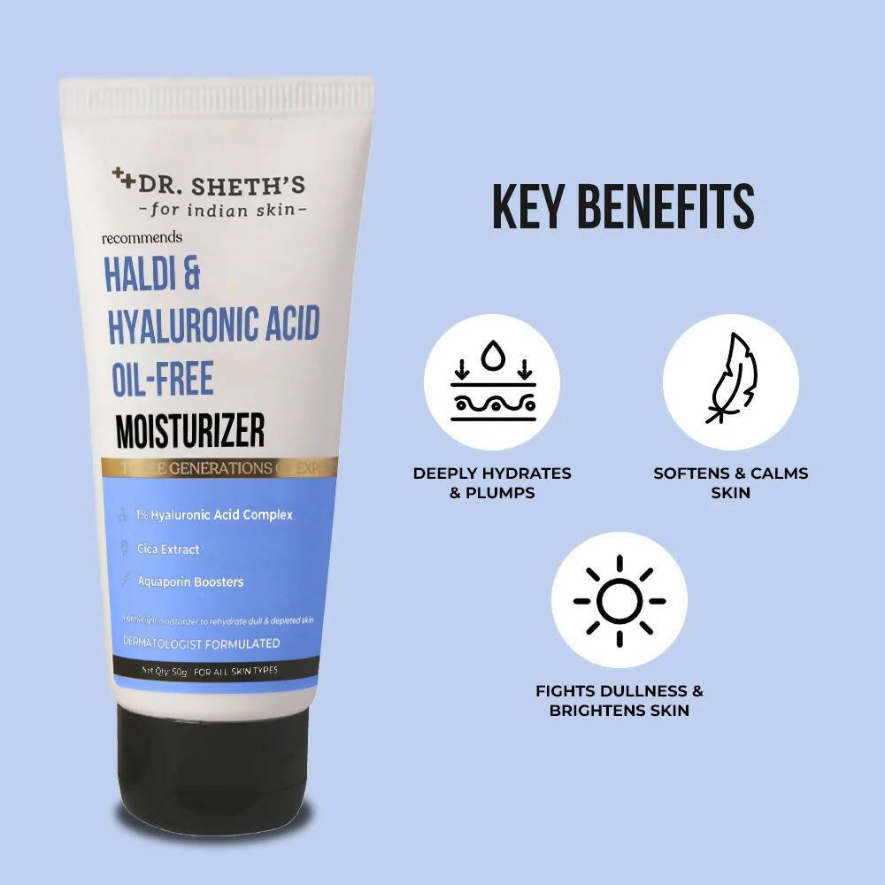 Dr. Sheth's Haldi & Hyaluronic Acid Oil Free Moisturizer pH Balanced To Rehydrate Dull Skin, For All Skin Types - Vamzn#