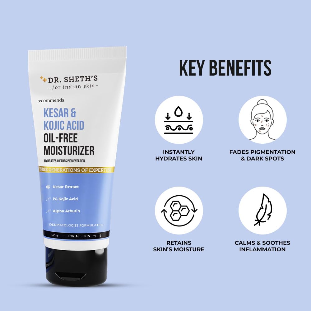 Dr. Sheth's Kesar & Kojic Acid Oil - Free Moisturizer - 50G - Vamzn#