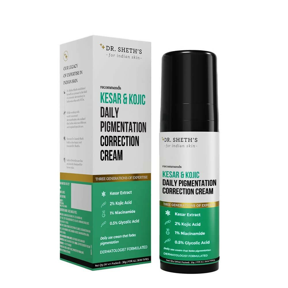 Dr. Sheth's Kesar & Kojic Daily Pigmentation Correction Face Cream With 1% Niacinamide, Removes Tan & Depigments Skin - Vamzn#