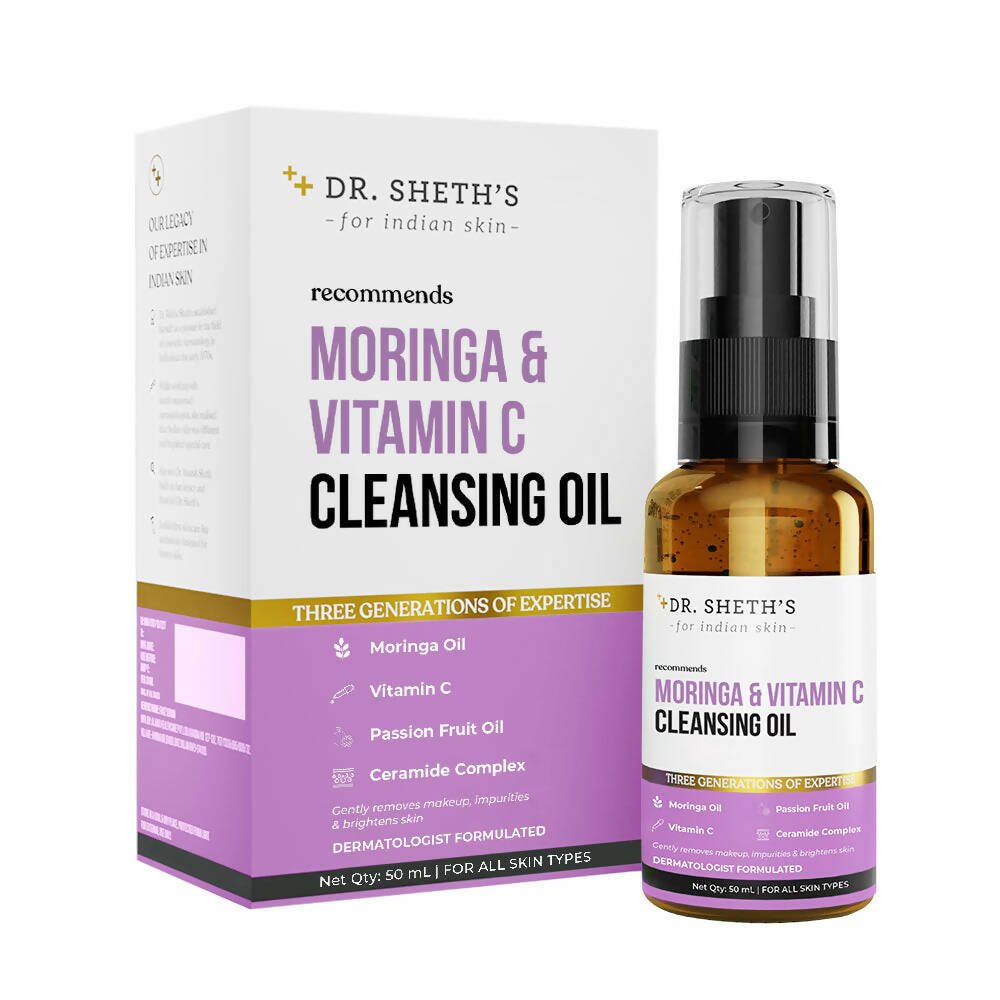 Dr. Sheth's Moringa & Vitamin C Face Cleansing Oil For Deep Pore Cleansing, Removes Makeup & Impurities, Hydrates - Vamzn#