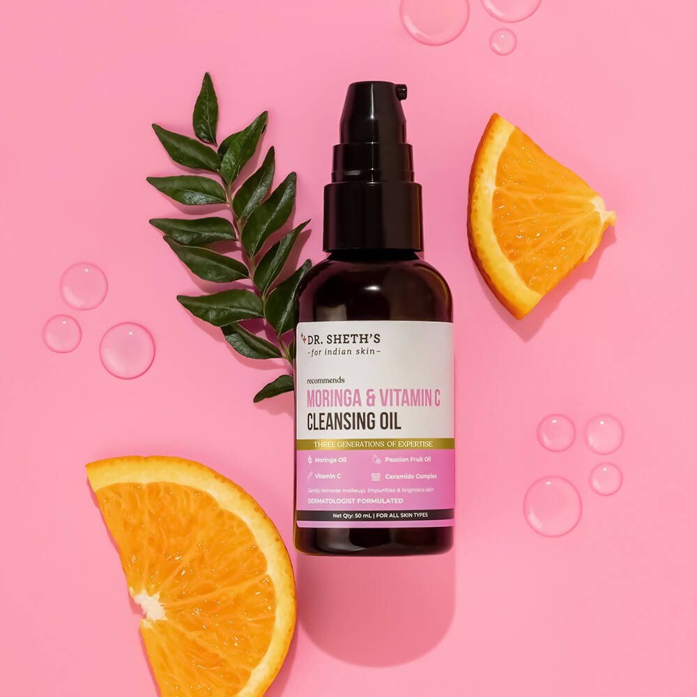 Dr. Sheth's Moringa & Vitamin C Face Cleansing Oil For Deep Pore Cleansing, Removes Makeup & Impurities, Hydrates - Vamzn#