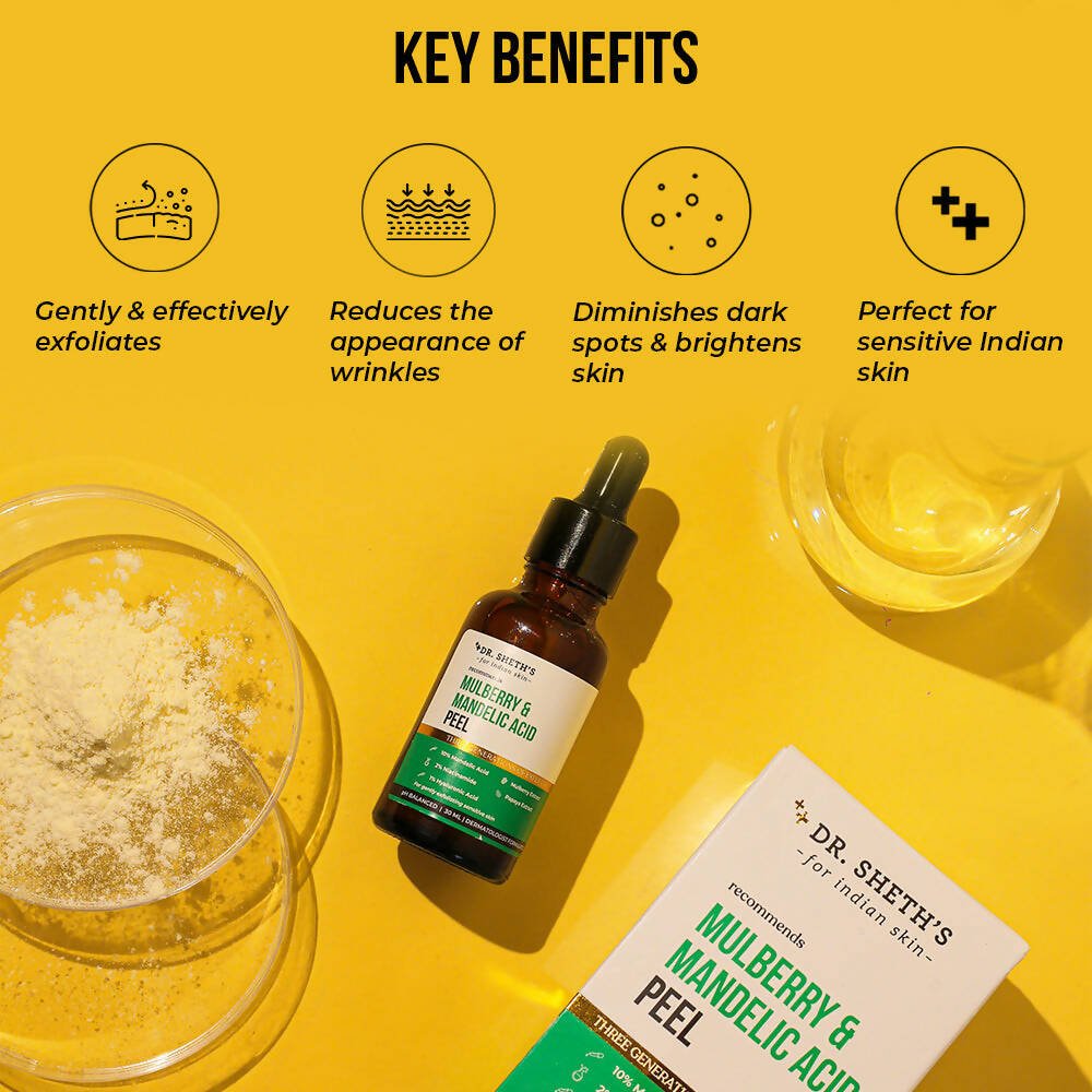 Dr. Sheth's Mulberry & 10% Mandelic Acid (AHA) Peel With 2% Niacinamide For Gentle Exfoliation & Anti - Wrinkles - Vamzn#