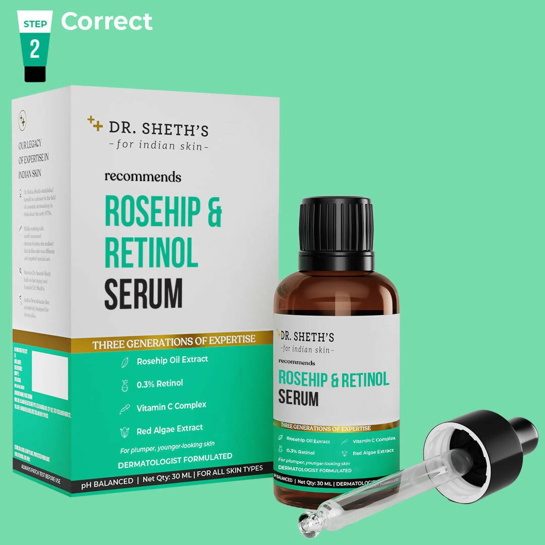 Dr. Sheth's Rosehip & Retinol Face Serum For Anti Ageing, Reduces fine lines & wrinkles, For All Skin Types - Vamzn#