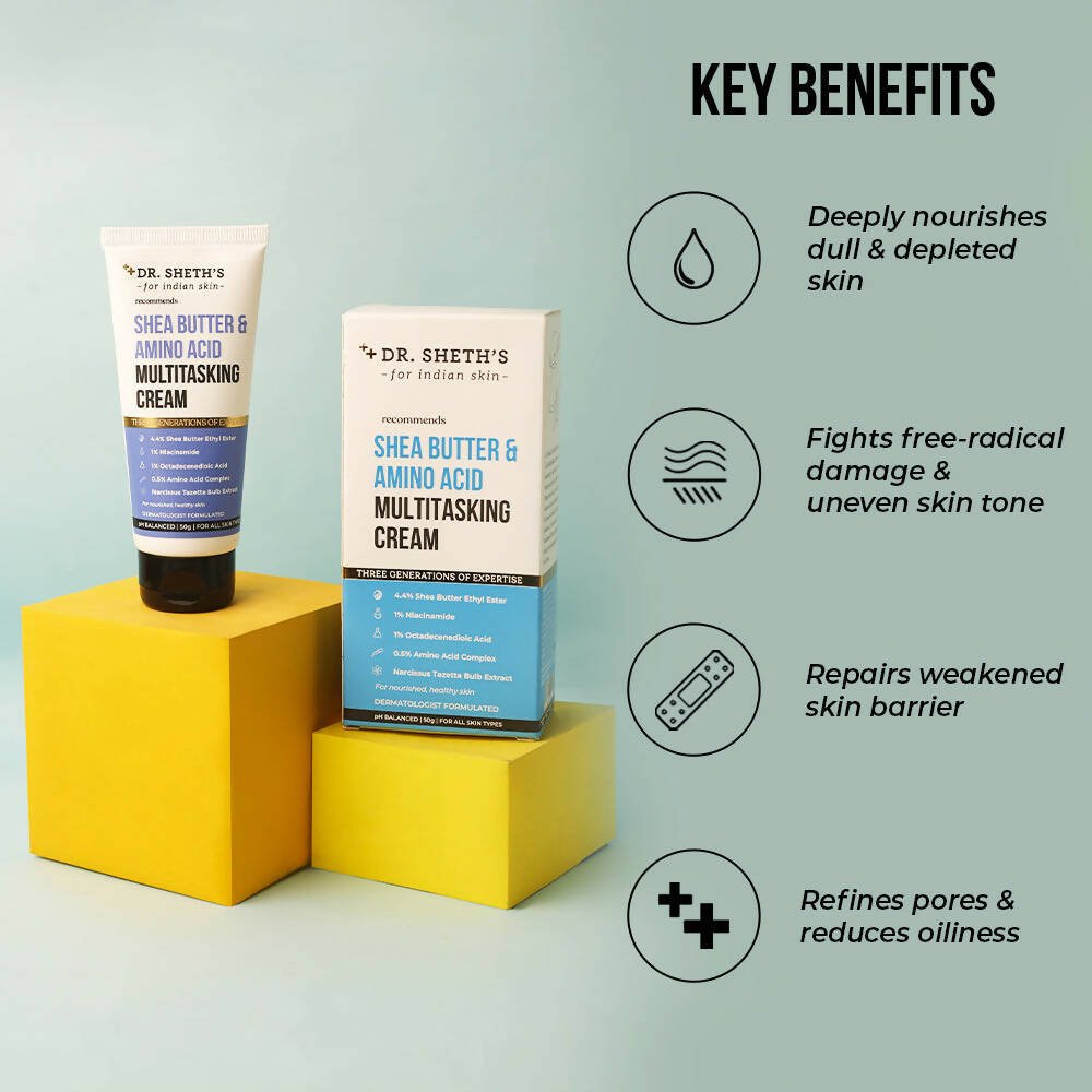 Dr. Sheth's Shea Butter Face Cream with 1% Niacinamide For Dryness, Damaged Skin, For All Skin Types - Vamzn#