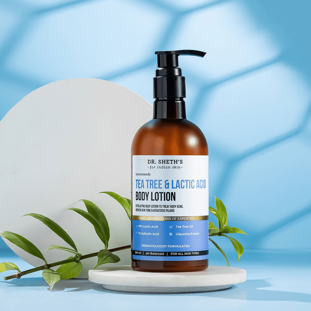Dr. Sheth's Tea Tree & Lactic Acid Body Lotion - Ph Balanced, To Reduce Body Acne, Uneven Skin Tone - Vamzn#