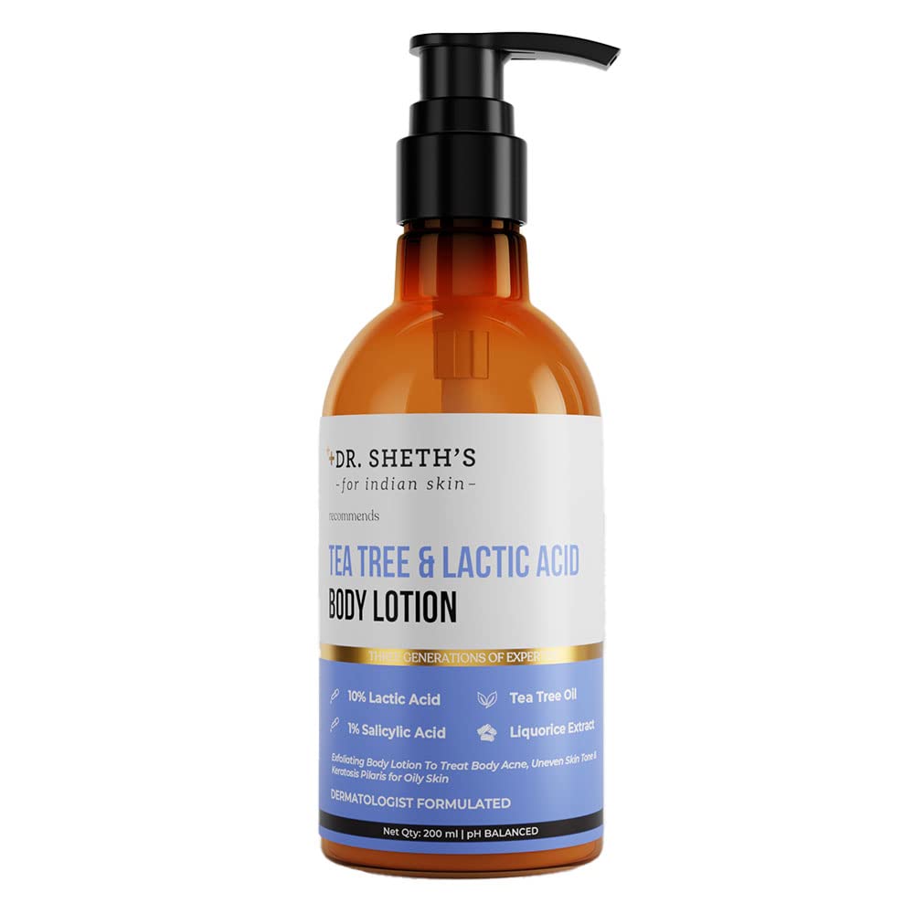 Dr. Sheth's Tea Tree & Lactic Acid Body Lotion With 1% Salicylic Acid | Ph Balancing Moisturizer | Helps To Reduce Body Acne, Uneven Skin Tone | 200 Ml - Vamzn#