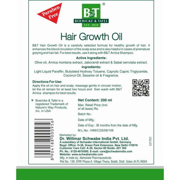 Dr. Willmar Schwabe India B&T Hair Growth Oil Hair Oil - Vamzn#