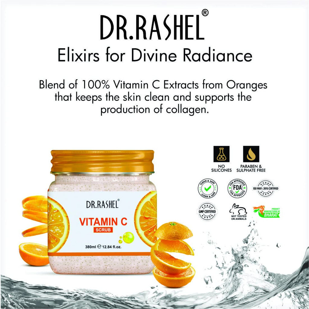 DR.RASHEL Scrub For Face & Body (Vitamin C Scrub, 380 ML) | All Skin |Cleanser Scrub For Deep Exfoliation | Dead Skin Remover Scrub | Tan Removal | Blackhead Remover Scrub - Vamzn#