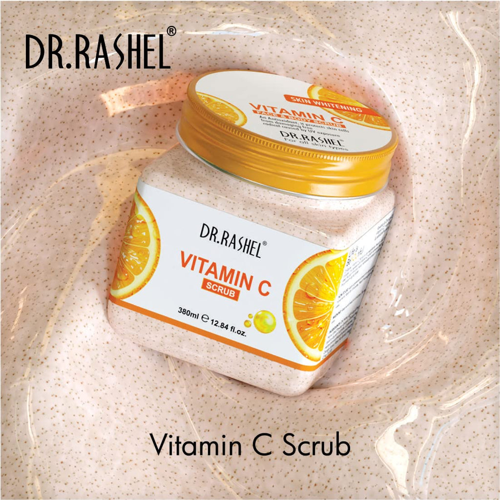 DR.RASHEL Scrub For Face & Body (Vitamin C Scrub, 380 ML) | All Skin |Cleanser Scrub For Deep Exfoliation | Dead Skin Remover Scrub | Tan Removal | Blackhead Remover Scrub - Vamzn#