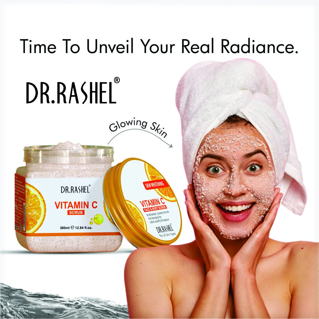 DR.RASHEL Scrub For Face & Body (Vitamin C Scrub, 380 ML) | All Skin |Cleanser Scrub For Deep Exfoliation | Dead Skin Remover Scrub | Tan Removal | Blackhead Remover Scrub - Vamzn#