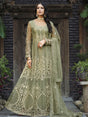 Dusty Beige Butterfly Net Heavy Embroidered Designer Anarkali Suit - Vamzn#