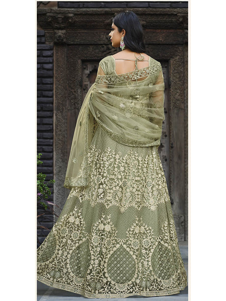 Dusty Beige Butterfly Net Heavy Embroidered Designer Anarkali Suit - Vamzn#