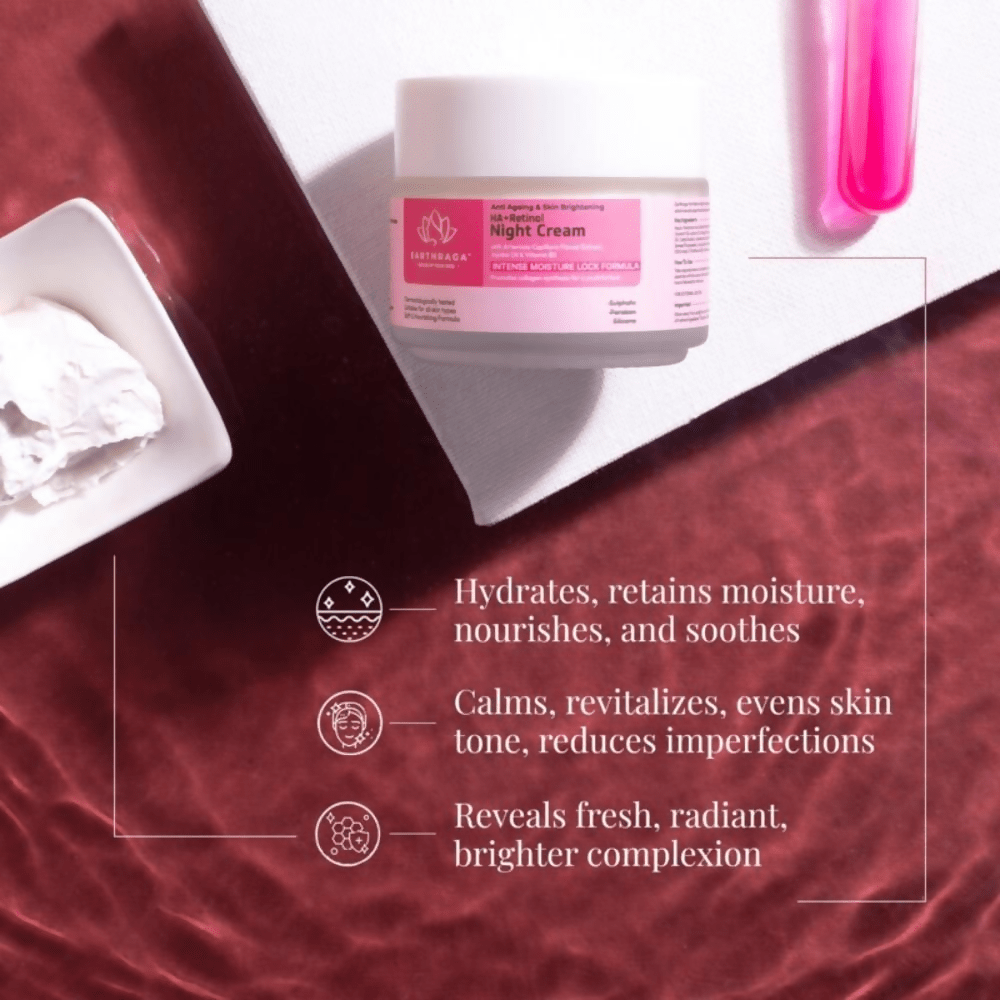 Earthraga Anti Ageing and Skin Brightening HA + Retinol Night Cream - Vamzn#