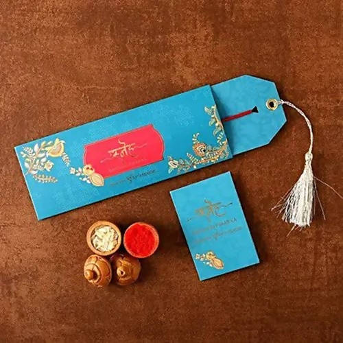 Rudraksha Royal Design Rakhi & Kaju Katli Box
