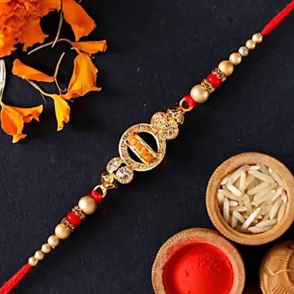 Elegant Meenakari Rakhi And Kaju Katli Box - Vamzn#
