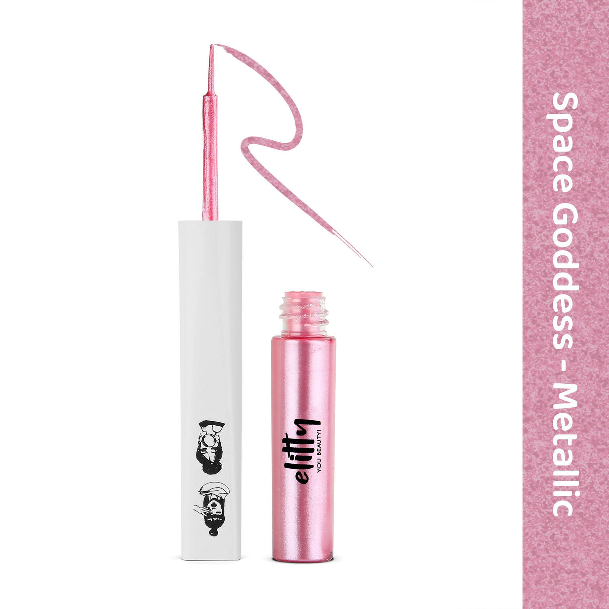 Elitty Pink Pop Color Metallic Finish Liquid Eyeliner - Space Goddess (Pink) - Vamzn#