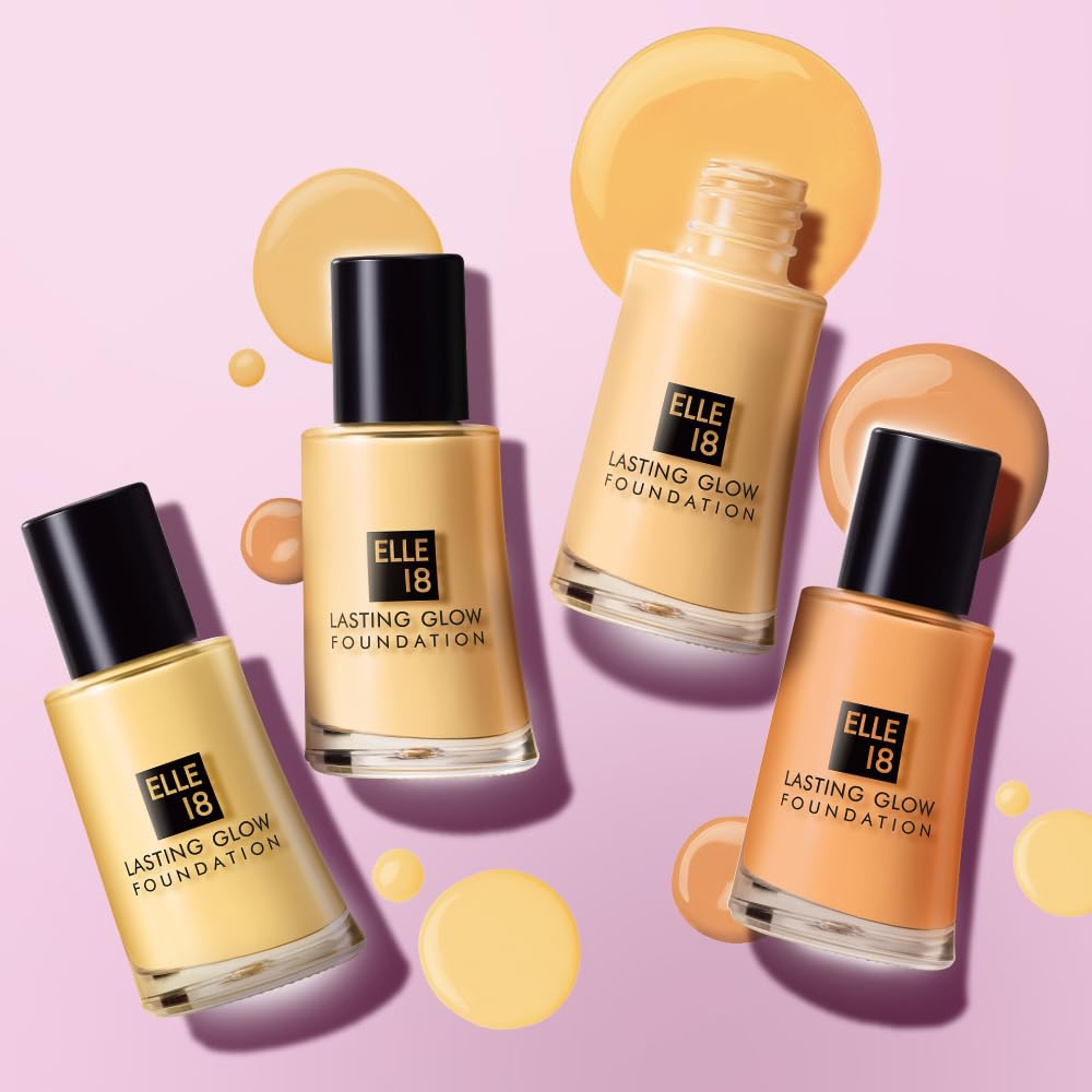 Elle 18 Lasting Glow Liquid Foundation, 03 Shell, 27 Ml Radiant Finish, Light, All - Vamzn#