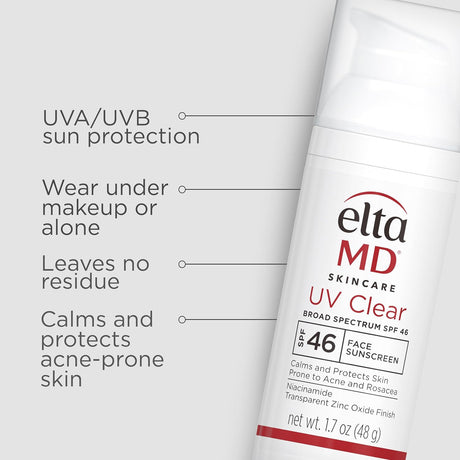 EltaMD UV Clear Face Sunscreen, Protects and Calms Sensitive Skin and Acne - Prone Skin, Lightweight, Silky, Dermatologist Recommended - Vamzn#