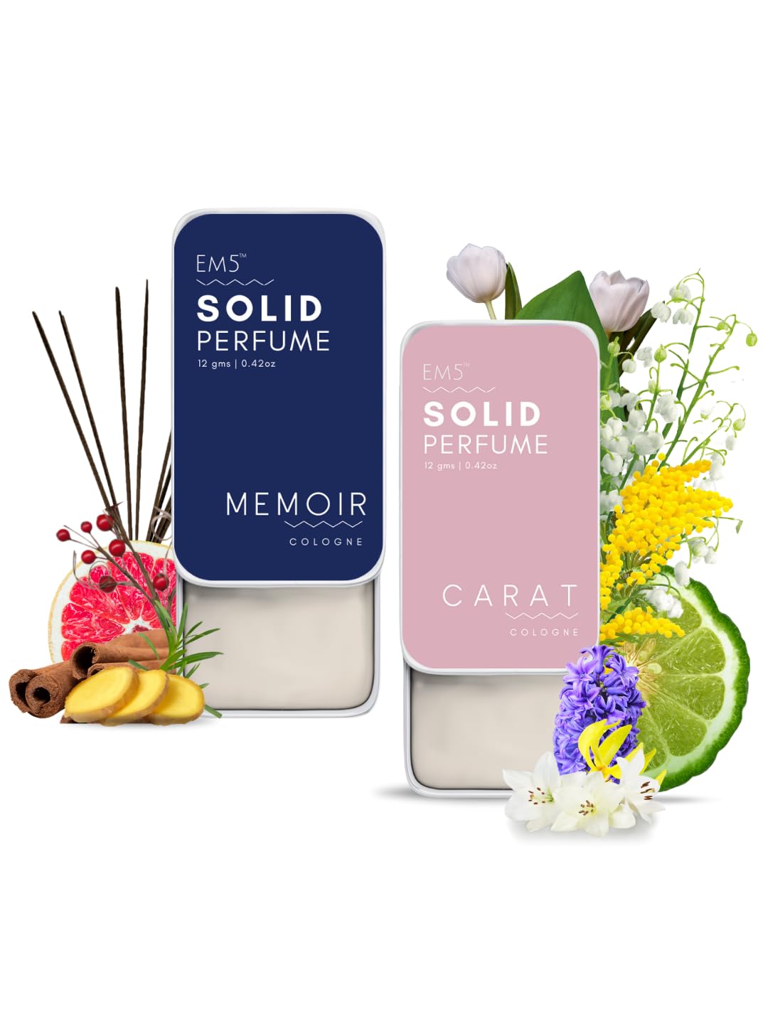 EM5™ Combo Pack of Alcohol Free Solid Perfumes | Woody Oud & Nomade for Men & Women | Non - Greasy Cologne | Strong & Lasting Fragrance | Gifting Pack for Him & Her - Vamzn#