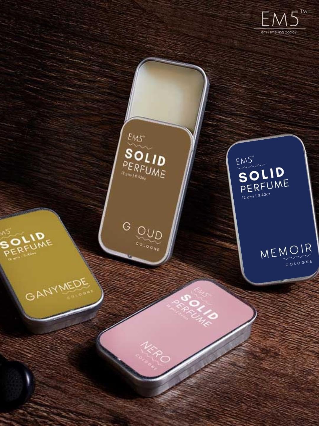 EM5™ Combo Pack of Alcohol Free Solid Perfumes | Woody Oud & Nomade for Men & Women | Non - Greasy Cologne | Strong & Lasting Fragrance | Gifting Pack for Him & Her - Vamzn#