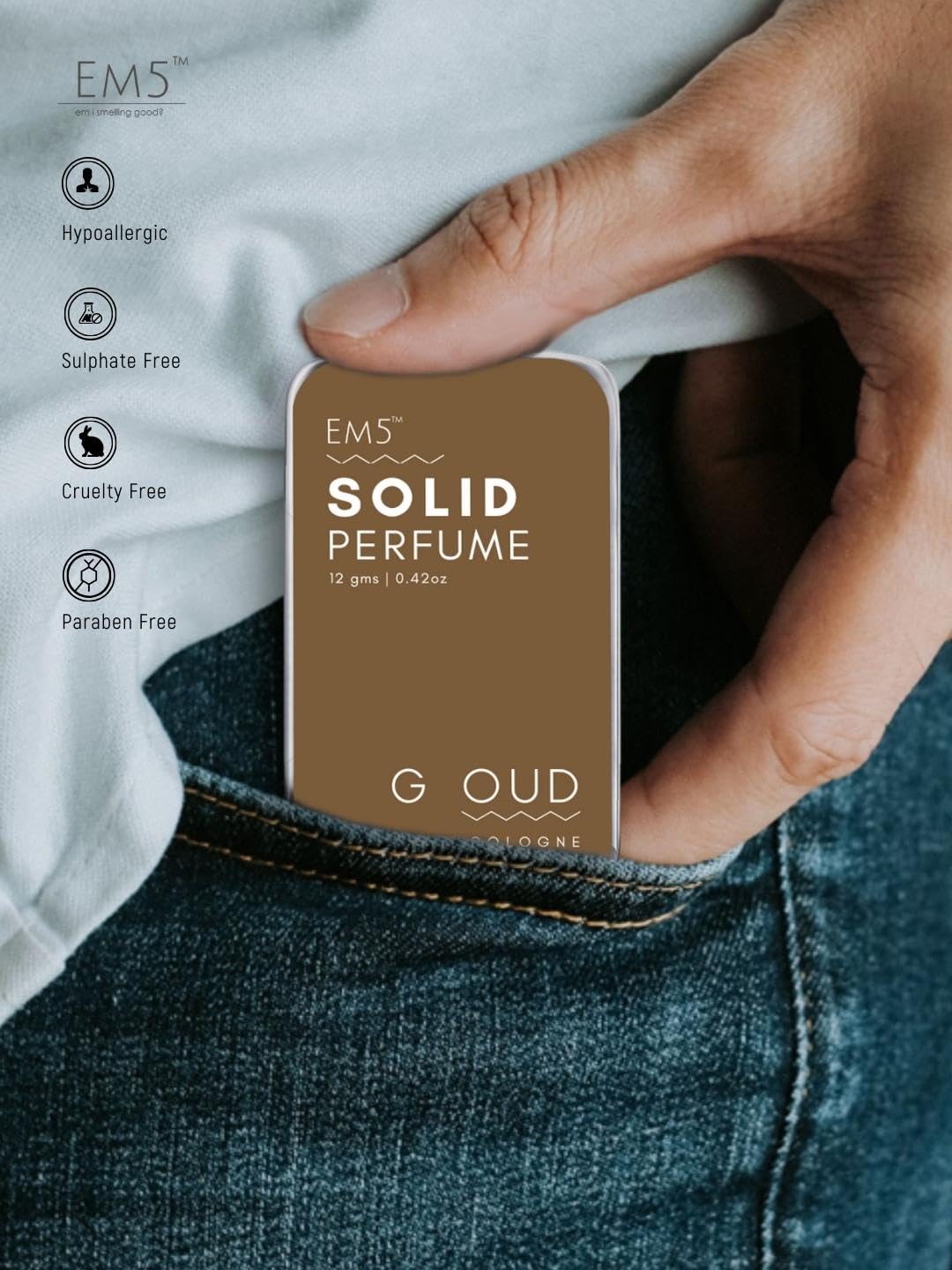 EM5™ Combo Pack of Alcohol Free Solid Perfumes | Woody Oud & Nomade for Men & Women | Non - Greasy Cologne | Strong & Lasting Fragrance | Gifting Pack for Him & Her - Vamzn#