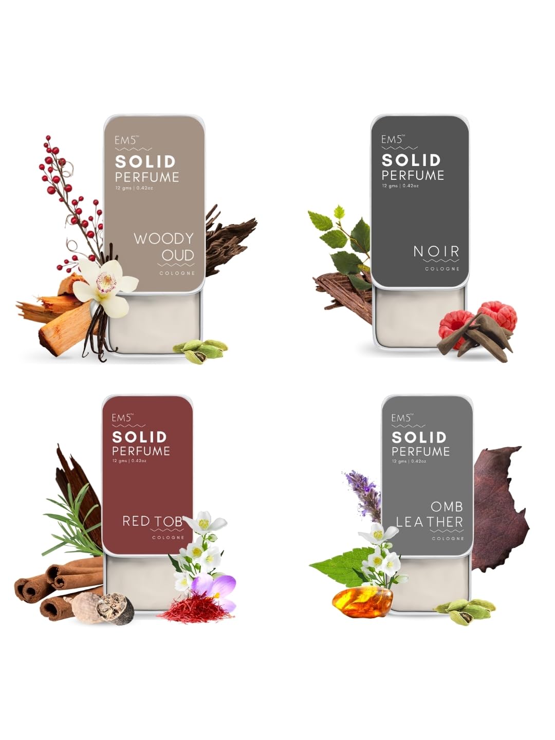EM5™ Combo Pack of Alcohol Free Solid Perfumes | Woody Oud & Nomade for Men & Women | Non - Greasy Cologne | Strong & Lasting Fragrance | Gifting Pack for Him & Her - Vamzn#