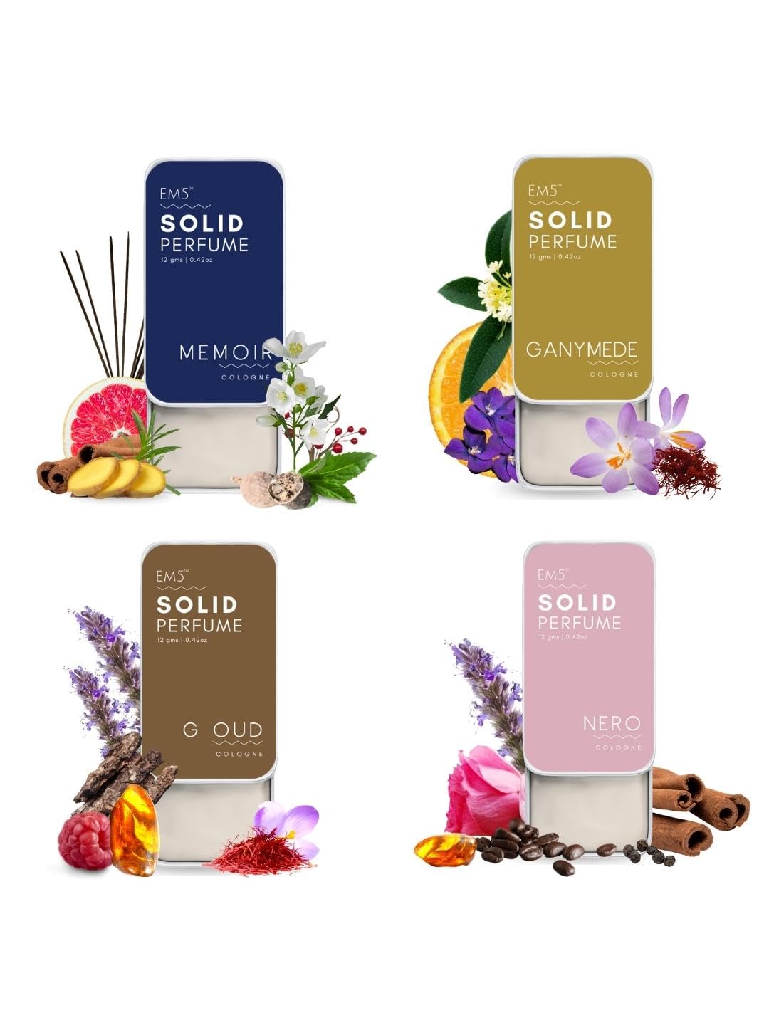 EM5™ Combo Pack of Alcohol Free Solid Perfumes | Woody Oud & Nomade for Men & Women | Non - Greasy Cologne | Strong & Lasting Fragrance | Gifting Pack for Him & Her - Vamzn#