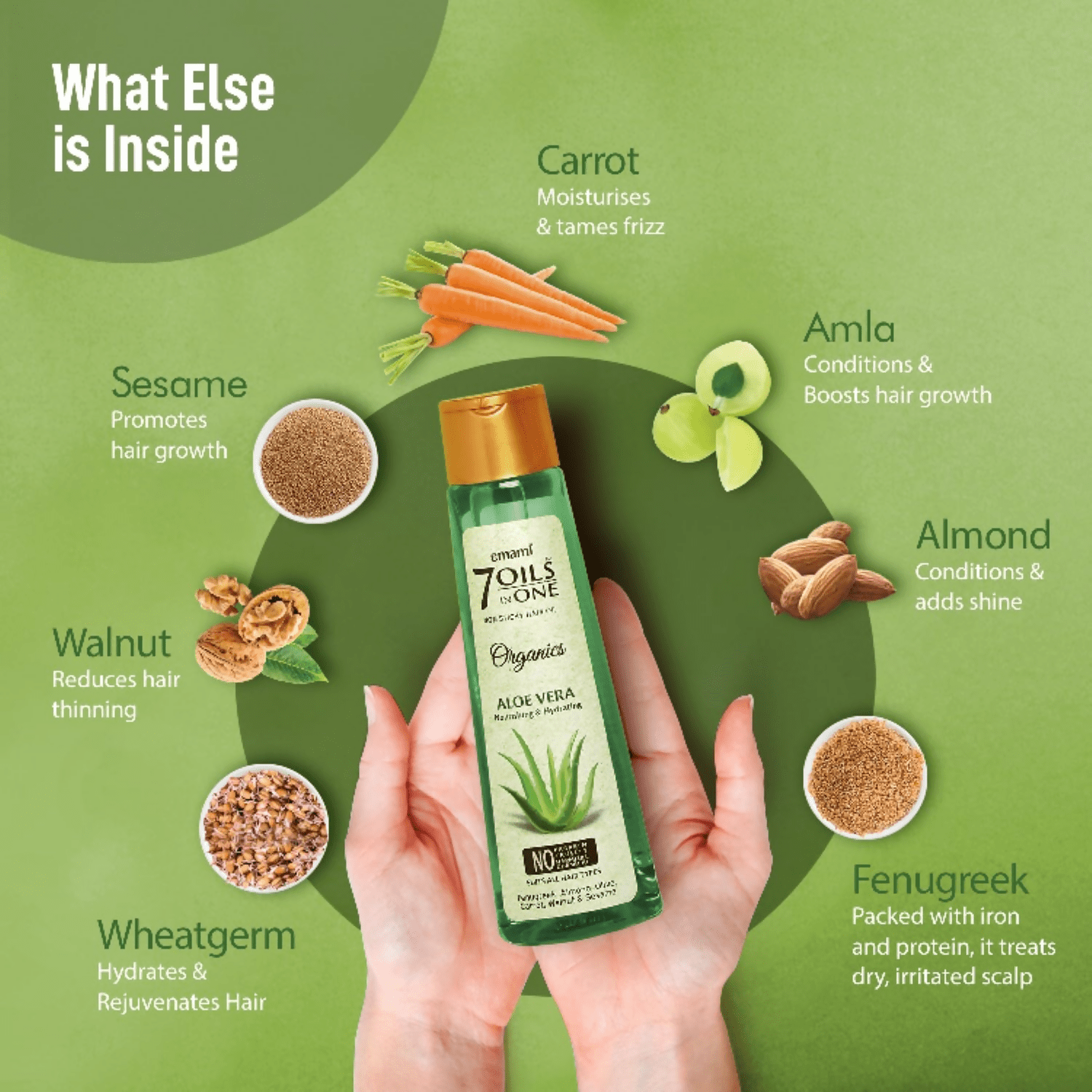 Emami 7 Oils In One Organics Aloe Vera Hair Oil - Vamzn#