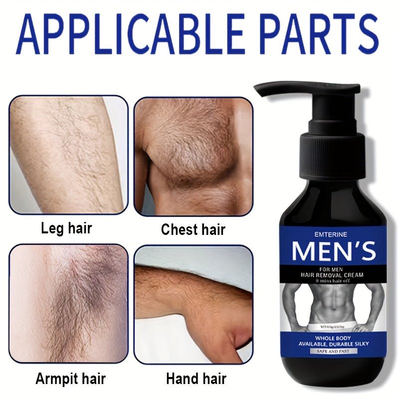 Emterine - T5 Men's Hair Removal Cream - Painless, Fast - Acting For Face, Legs, Underarms & More - Hypoallergenic, No Residue, 100G Plant Squalane - Vamzn#