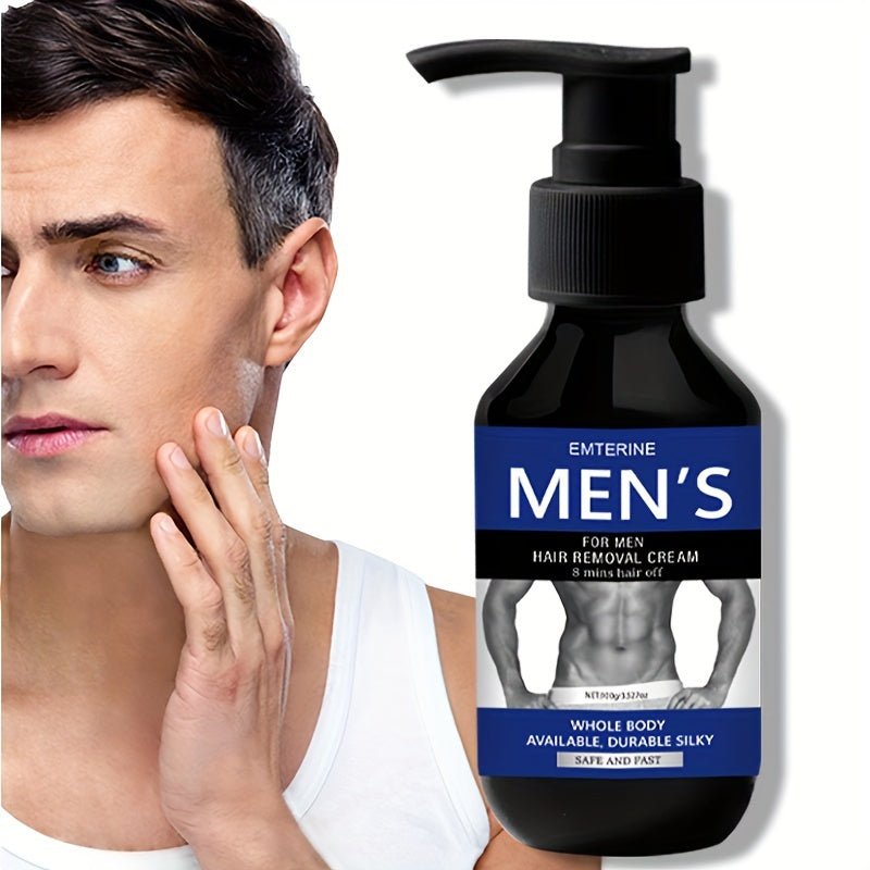 Emterine - T5 Men's Hair Removal Cream - Painless, Fast - Acting For Face, Legs, Underarms & More - Hypoallergenic, No Residue, 100G Plant Squalane - Vamzn#