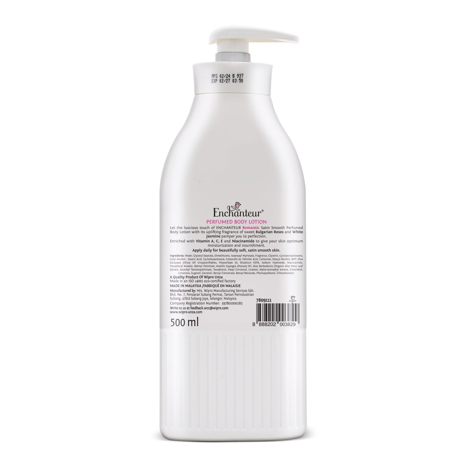 Enchanteur Romantic Perfumed Body Lotion, 500 milliliters (Pack of 1) | Aloe Vera, Olive Butter | Satin Smooth Skin, Non - Greasy Formula | Floral French | Water - Based Lotion - Vamzn#