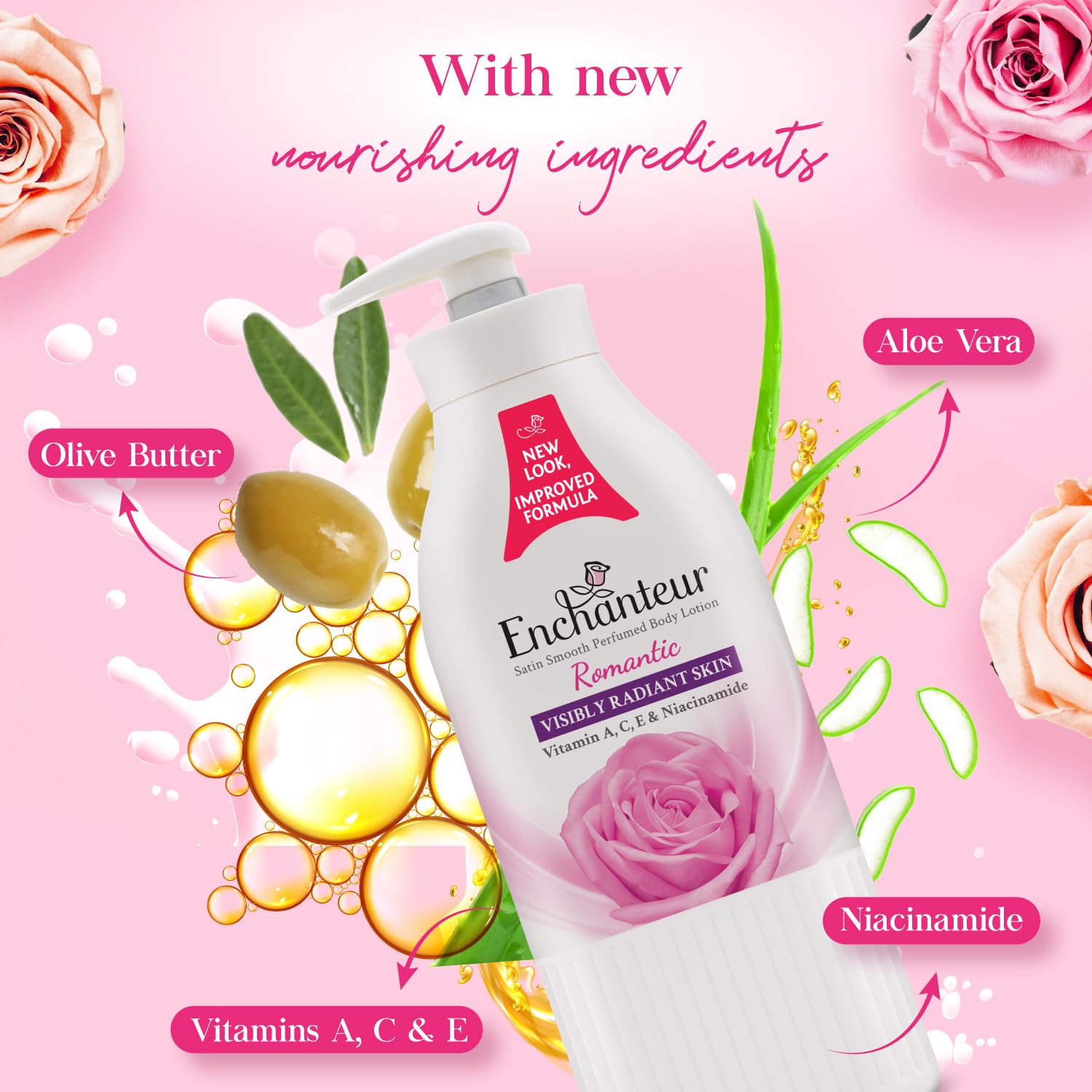 Enchanteur Romantic Perfumed Body Lotion, 500 milliliters (Pack of 1) | Aloe Vera, Olive Butter | Satin Smooth Skin, Non - Greasy Formula | Floral French | Water - Based Lotion - Vamzn#