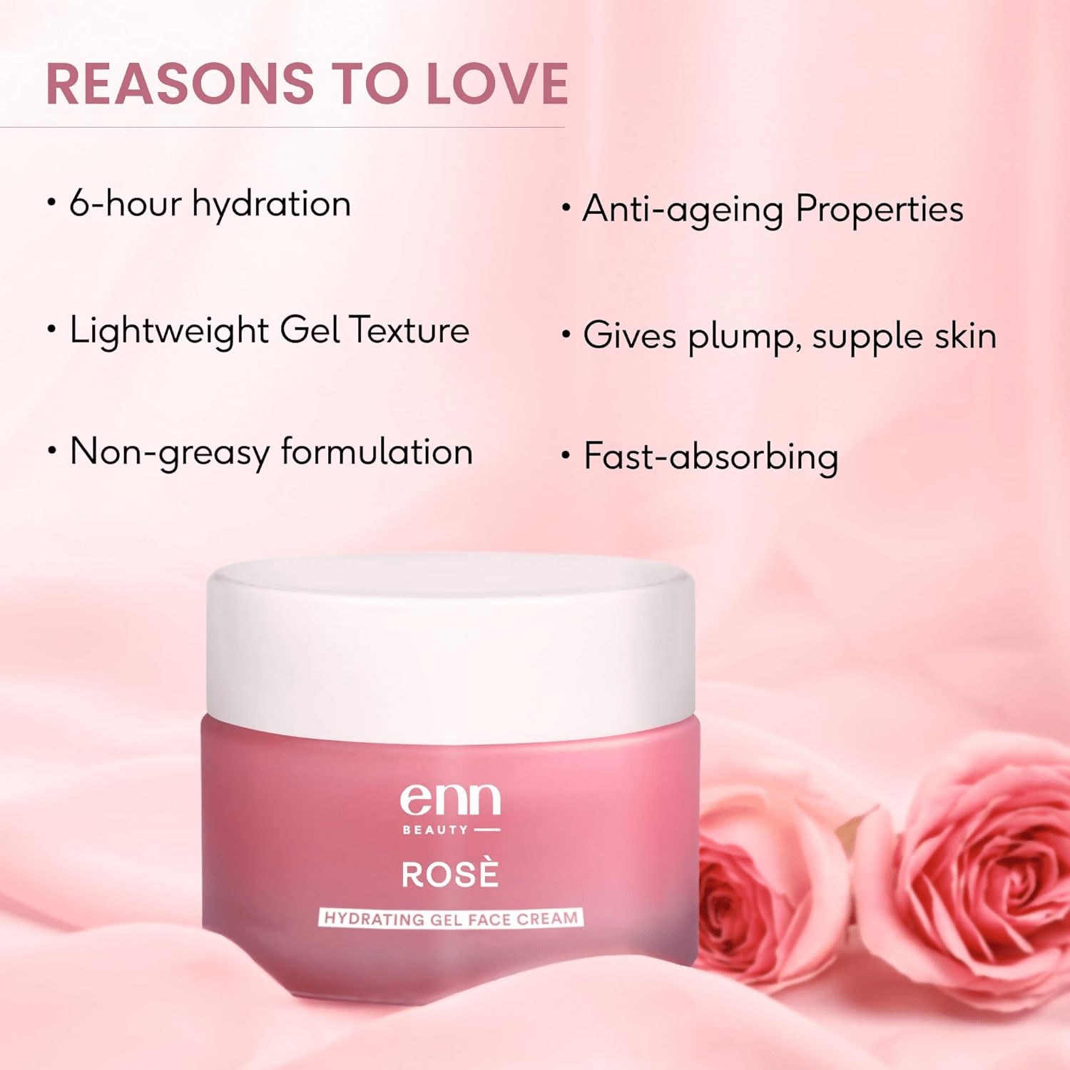 Enn Rose Ultra Light Hydrating Gel Face Cream Moisturizer For Soft & Glowing Skin With Rose Oil - Vamzn#