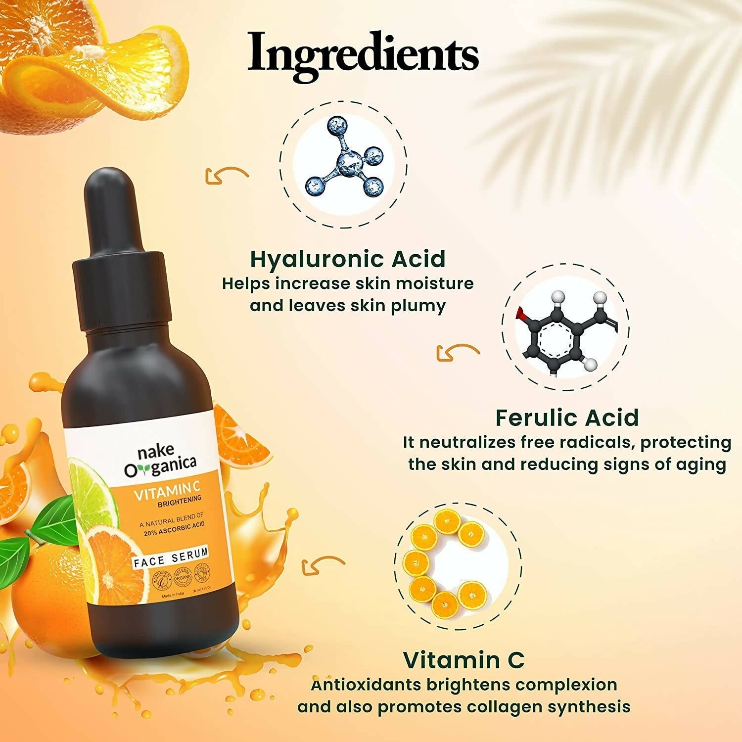 Nake Organica Vitamin C Brightening Face Serum