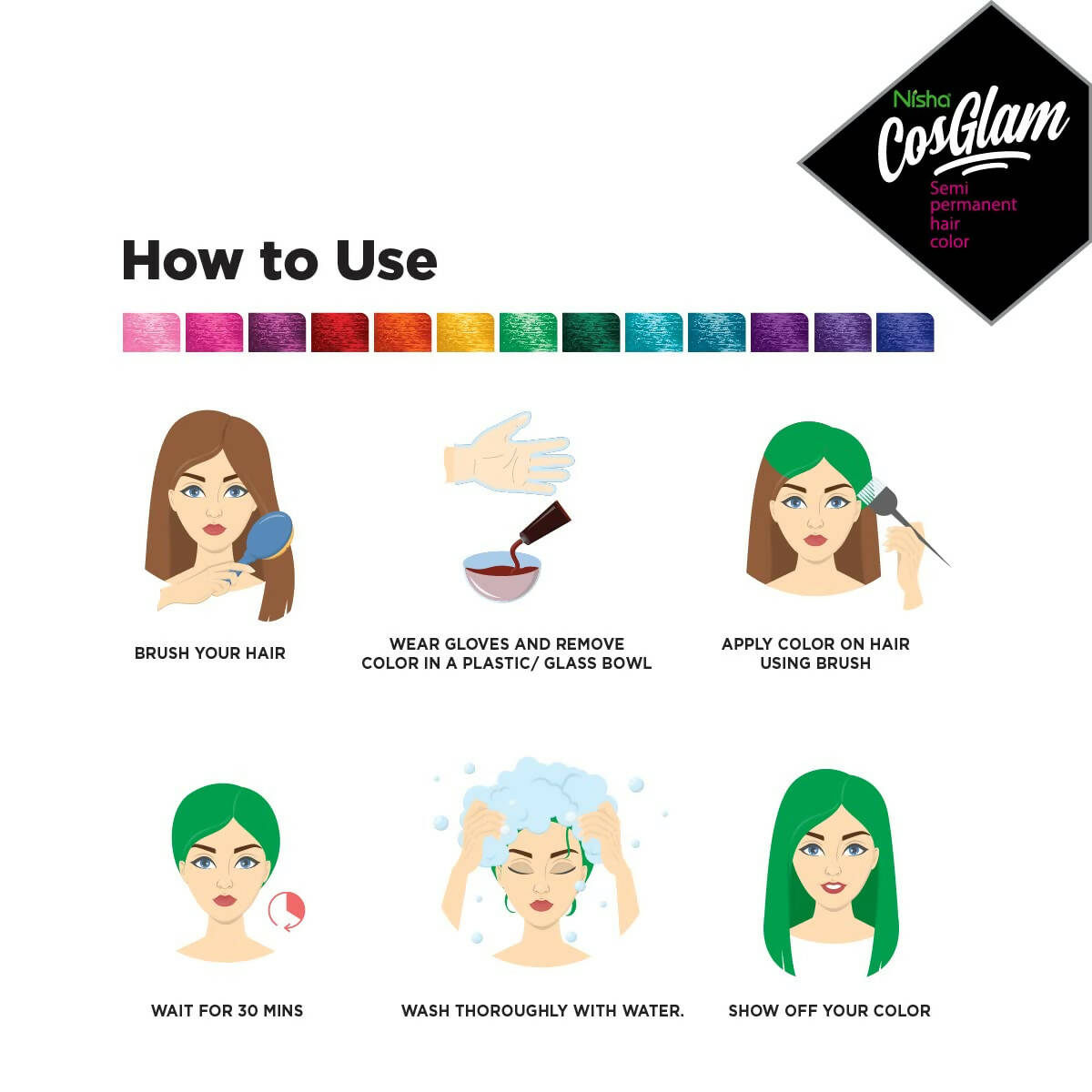 Nisha Cosglam Semi Permanent Hair Color 42 Emerald Green