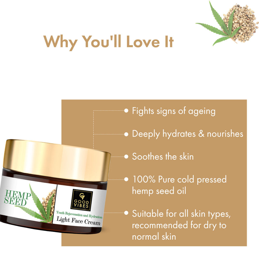Good Vibes Hemp Seed Youth Rejuvenation & Hydration Light Face Cream