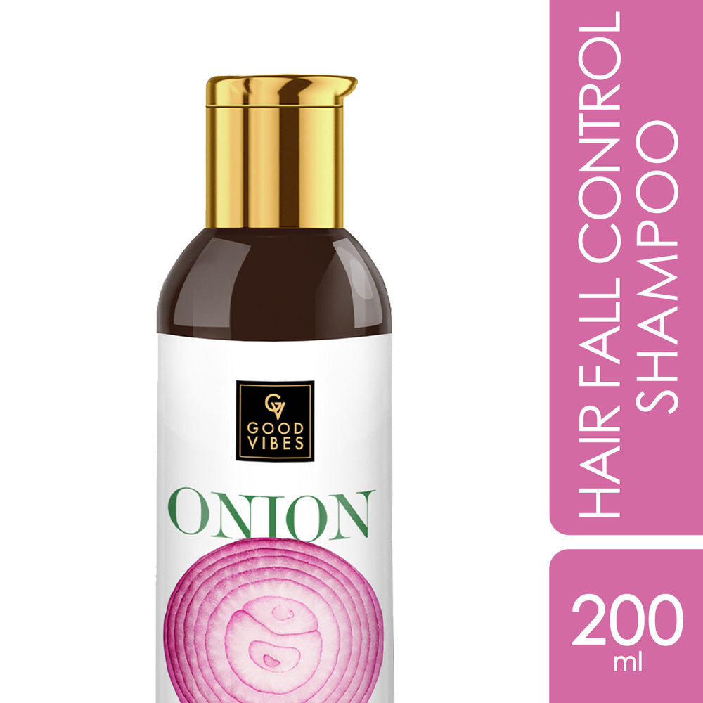 Good Vibes Onion Hairfall Control Shampoo With Keratin, Corn, Wheat Protein & Soy