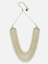 Gold-Toned White Gold-Plated Pearls Layered Handcrafted Necklace - Ruby Raang