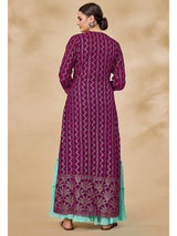 Wine Jacket Style Sharara Suit