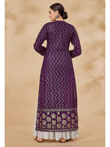 Purple Jacket Style Sharara Suit